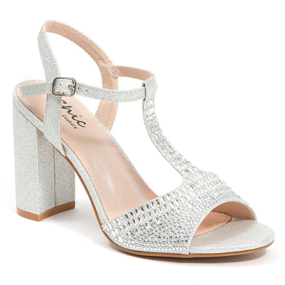 3.5 inch High Heel Women Silver Party Dress Shoes - Picture 1 of 2